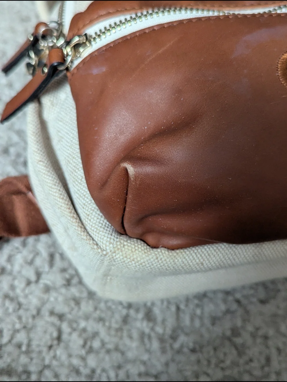 Chloé Kids Canvas & Brown Faux Leather Mini Backpack Cream/Tan